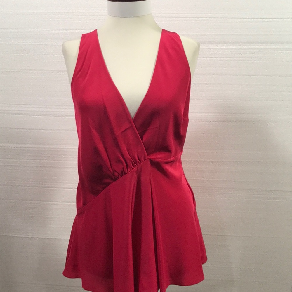 Thakoon silk v-neck raspberry top
